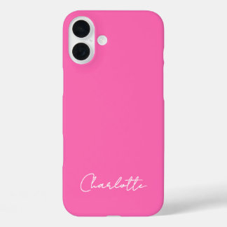 シックなホットピンク名前をカスタムするスクリプト iPhone 16 PLUSケース