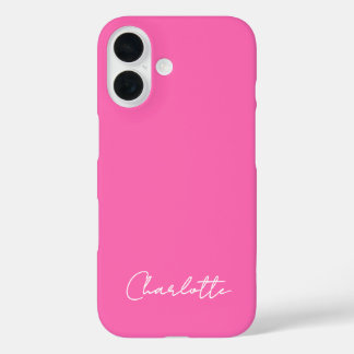 シックなホットピンク名前をカスタムするスクリプト iPhone 16ケース