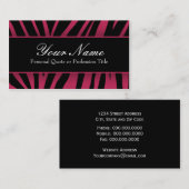 シックなホットピンク&ブラックゼブラストライプビジネスカード 名刺 (正面/裏面)