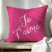 シックなホットピンク&ホワイトジェトアイメフランスのタイポグラフィ クッション