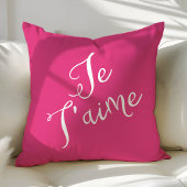 シックなホットピンク&ホワイトジェトアイメフランスのタイポグラフィ クッション