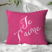 シックなホットピンク&ホワイトジェトアイメフランスのタイポグラフィ クッション