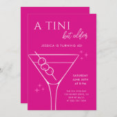 シックなホットピンクTiniビット古い40歳の誕生日パーティー 招待状 (正面/裏面)