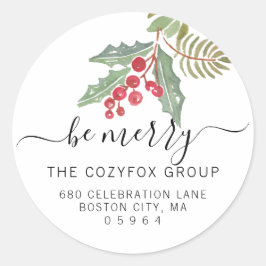 シックなホリーベリーアドレス ラウンドシール
