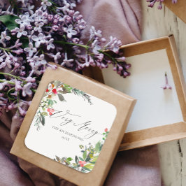 シックなホリーベリーパイン非常に陽気なクリスマスフレーム スクエアシール