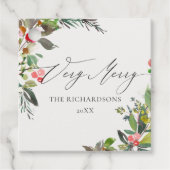 シックなホリーベリーパイン非常に陽気なクリスマスフレーム フェイバータグ (正面)