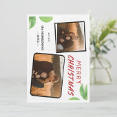 シックなホリーベリーメリークリスマス2フォトカード シーズンカード (スタンド正面)