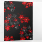 シックなホレッドバーガンディ雪の結晶クリスマスニューイヤー 三つ折り招待状 (内部最初)