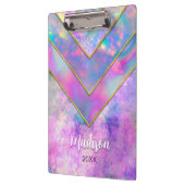 シックなホログラフィガーリーックスタイリッシュピンク クリップボード (左)