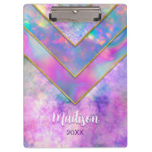 シックなホログラフィガーリーックスタイリッシュピンク クリップボード (正面)