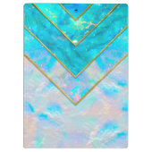 シックなホログラフィガーリーックスタイリッシュブルーのスケッチブック クリップボード (裏面)