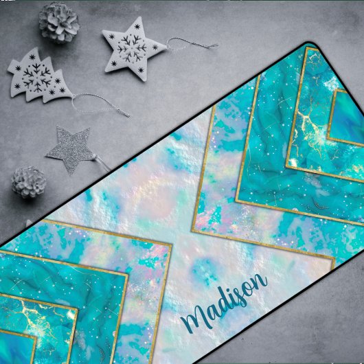 シックなホログラフィガーリーックスタイリッシュブルーのスケッチブック デスクマット