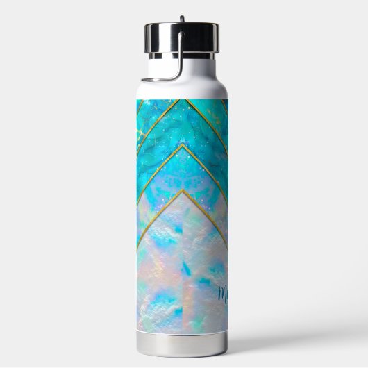 シックなホログラフィガーリーックスタイリッシュブルー ウォーターボトル (右面)