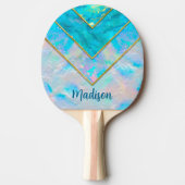 シックなホログラフィガーリーックスタイリッシュブルー 卓球ラケット (正面)