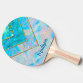 シックなホログラフィガーリーックスタイリッシュブルー 卓球ラケット (横)