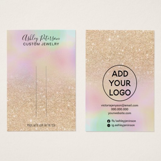 シックなホログラフィグラデーションックグリッターのヘアクリップディスプレイ (正面&裏面)