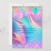 シックなホログラフィックはクリスマスの新年の挨拶をドリップ カード (正面)