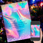 シックなホログラフィックはクリスマスの新年の挨拶をドリップ カード