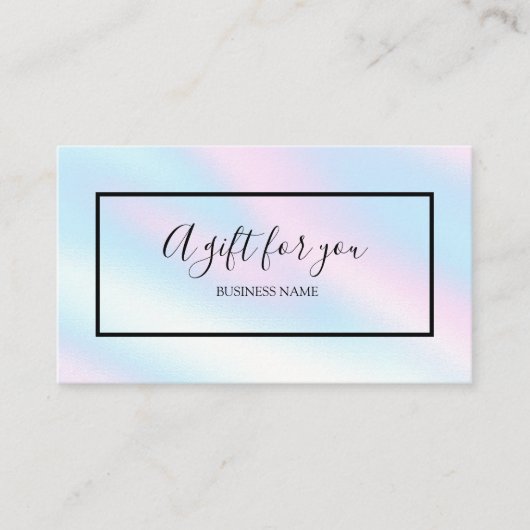 シックなホログラフィックギフト証明書のためのギフト 名刺 (正面)