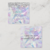 シックなホログラフィックシルバーグリッターがあなたのロゴを乾かす スクエア名刺 (正面/裏面)