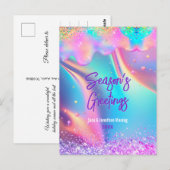 シックなホログラフィックドリップスグリッタークリスマス新年 ポストカード (正面/裏面)