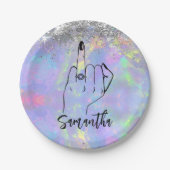 シックなホログラフィックバチェロレッテ |ブライダルパーティ ペーパープレート (正面)