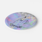 シックなホログラフィックバチェロレッテ |ブライダルパーティ ペーパープレート (アングル)