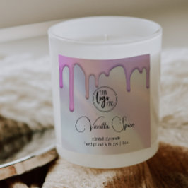 シックなホログラフィックパール背景あなたのロゴキャンドル スクエアシール