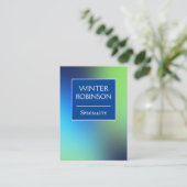 シックなホログラフィックブルーグリーンターコイズ垂直 名刺 (スタンド正面)