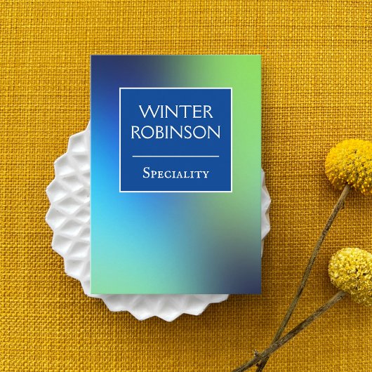 シックなホログラフィックブルーグリーンターコイズ垂直 名刺