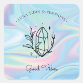 シックなホログラフィックマジカル意図キャンドルラベル スクエアシール (正面)