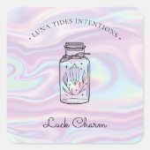 シックなホログラフィックマジカル意図キャンドルラベル スクエアシール (正面)