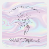 シックなホログラフィックマジカル意図キャンドルラベル スクエアシール (正面)