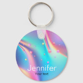 シックなホログラフィックユニコーン星モノグラム キーホルダー (正面)