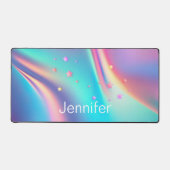 シックなホログラフィックユニコーン星モノグラム デスクマット (正面)