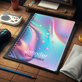 シックなホログラフィックユニコーン星モノグラム ノートブック