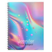 シックなホログラフィックユニコーン星モノグラム ノートブック (正面)