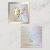 シックなホロフエレガントィガール顔離れ スクエア名刺 (正面/裏面)