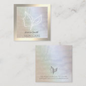 シックなホロフエレガントィガール顔離れ スクエア名刺 (正面/裏面)