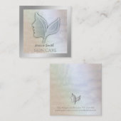 シックなホロフエレガントィガール顔離れ スクエア名刺 (正面/裏面)