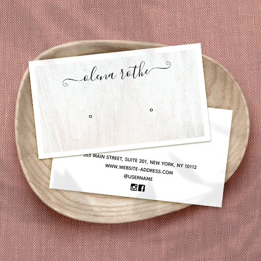 シックなホワイトウッドイヤリングディスプレイ コーリングカード