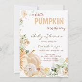 シックなホワイトカボチャの花 招待状 (正面)