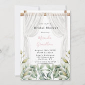 シックなホワイトキャノピーピンクフローラブライダルシャワー 招待状 (正面)