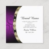 シックなホワイトクロムシルバーパープルモノグラムダイヤモンド スクエア名刺 (裏面)