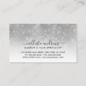 シックなホワイトシルバーグラデーショングリッターメイクアップヘアサロン 名刺 (裏面)