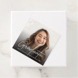 シックなホワイトスクリプトの大学院写真 フェイバータグ