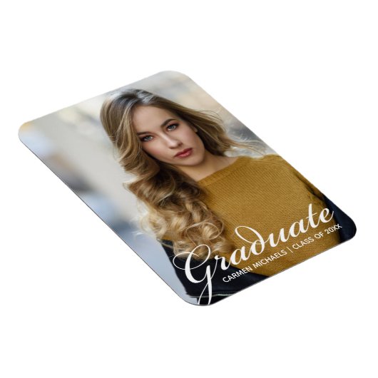 シックなホワイトスクリプトオーバーレイモダン大学院写真 マグネット (右側)