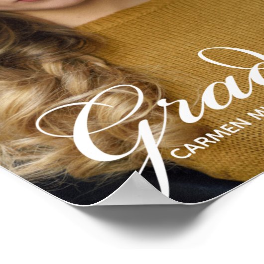 シックなホワイトスクリプトオーバーレイ大学院写真パーティー ポスター (角)