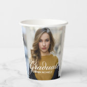 シックなホワイトスクリプトオーバーレイ大学院写真パーティー 紙コップ (裏面)