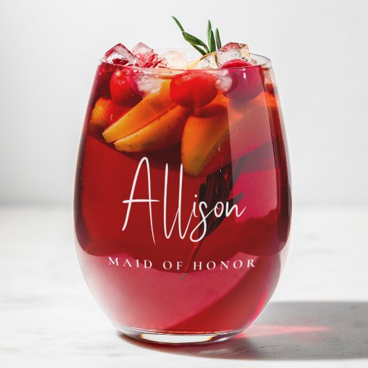 シックなホワイトスクリプトブライダルパーティ結婚ズ ステムなしワイングラス